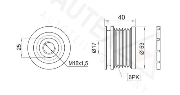 Poulie roue libre, alternateur AUTEX 654319