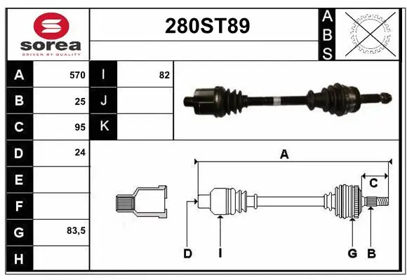 Arbre de transmission STARTCAR 280ST89