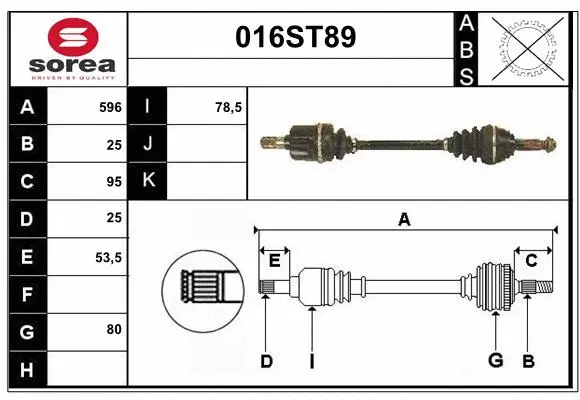 Arbre de transmission STARTCAR 016ST89