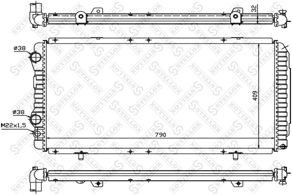Radiateur, refroidissement du moteur STELLOX 10-25027-SX