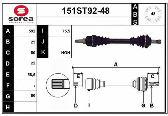 Arbre de transmission STARTCAR 151ST92-48