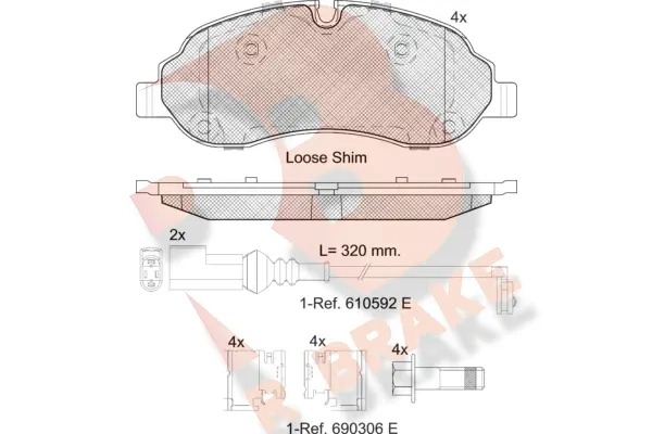 Kit de plaquettes de frein, frein à disque R BRAKE RB2217