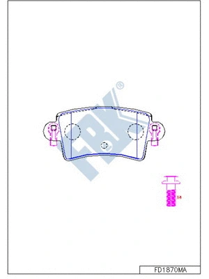 Kit de plaquettes de frein, frein à disque FBK FD1870MA