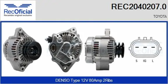 Alternateur RECOFICIAL REC2040207.0