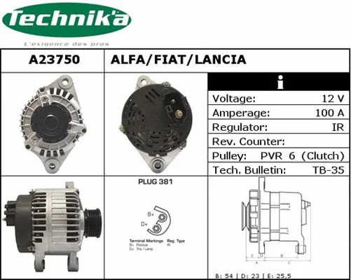 Alternateur Technika A23750