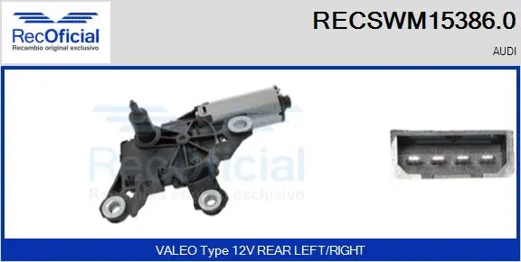 Moteur d'essuie-glace RECOFICIAL RECSWM15386.0