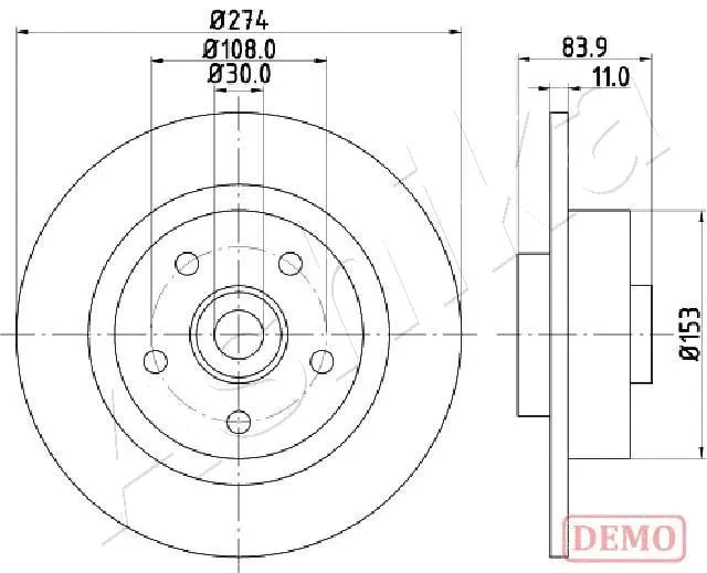 Disque de frein ASHIKA 61-00-0704C