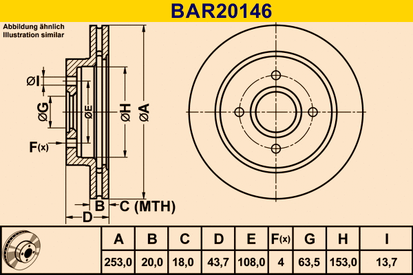Disque de frein BARUM BAR20146