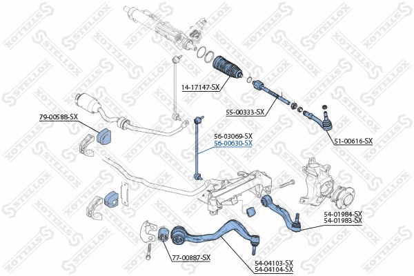 Entretoise/tige, stabilisateur STELLOX 56-00630-SX