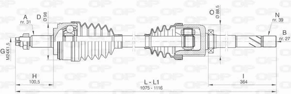 Arbre de transmission OPEN PARTS DRS6430.00