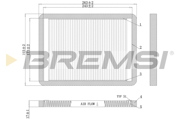 Filtre, air de l'habitacle BREMSI FC1547C