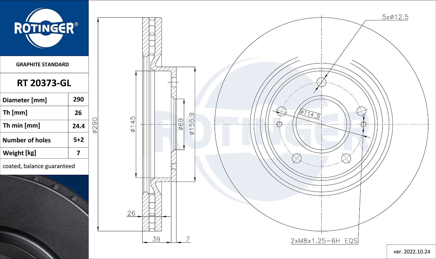 Disque de frein ROTINGER RT 20373-GL