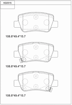 Kit de plaquettes de frein, frein à disque ASIMCO KD2515