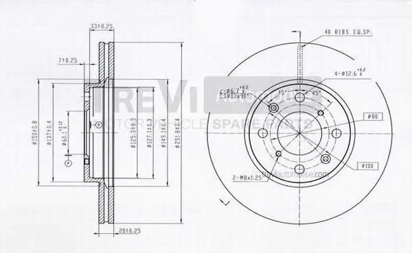 Disque de frein TREVI AUTOMOTIVE BD1218