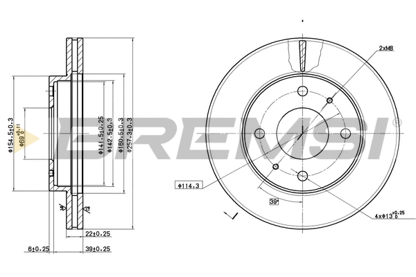 Disque de frein BREMSI CD6390V