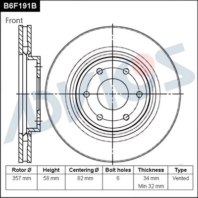 Disque de frein ADVICS B6F191B