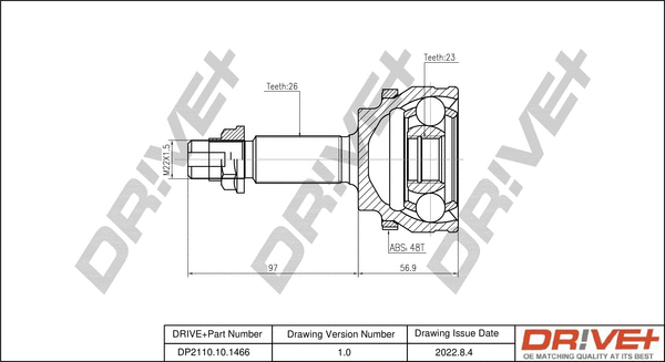 Jeu de joints, arbre de transmission Dr!ve+ DP2110.10.1466