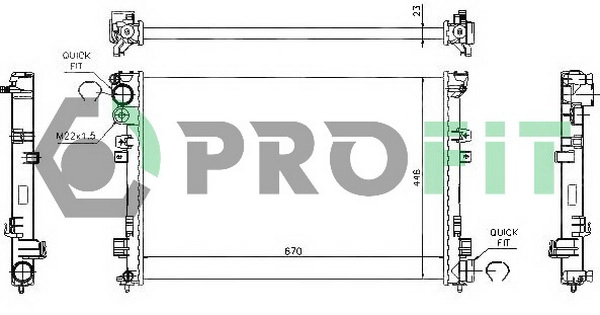 Radiateur, refroidissement du moteur PROFIT PR 0545A1