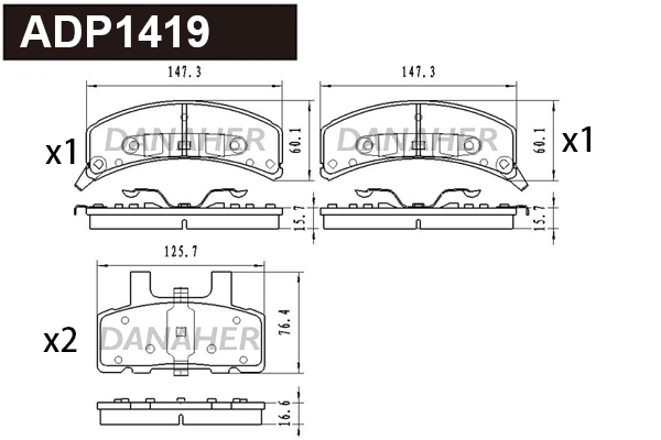 Kit de plaquettes de frein, frein à disque DANAHER ADP1419
