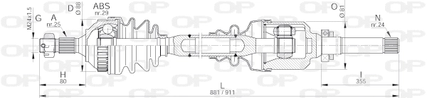Arbre de transmission OPEN PARTS DRS6168.00