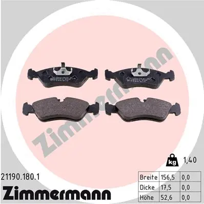 Kit de plaquettes de frein, frein à disque ZIMMERMANN 21190.180.1