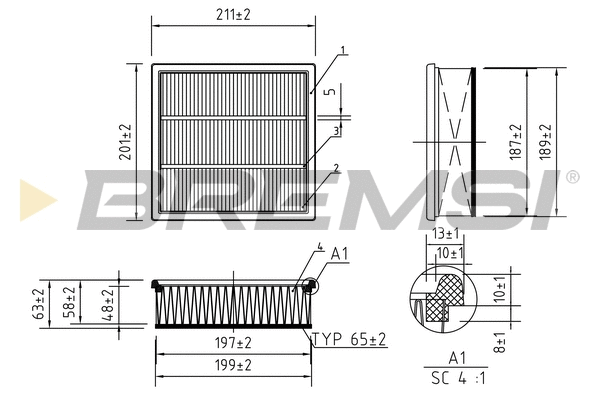 Filtre à air BREMSI FA0221
