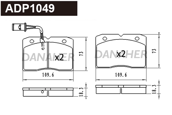 Kit de plaquettes de frein, frein à disque DANAHER ADP1049