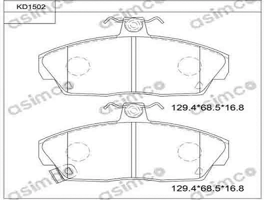 Kit de plaquettes de frein, frein à disque ASIMCO KD1502