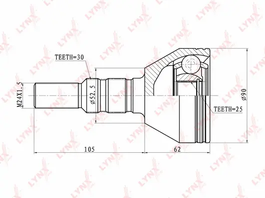 Jeu de joints, arbre de transmission LYNXAUTO CO-5909