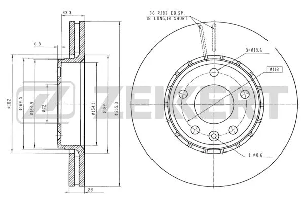Disque de frein ZEKKERT BS-5141B