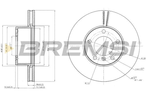 Disque de frein BREMSI CD7891V