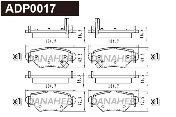 Kit de plaquettes de frein, frein à disque DANAHER ADP0017