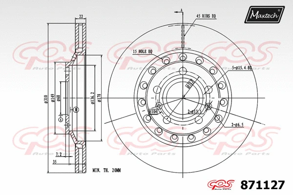 Disque de frein MAXTECH 871127