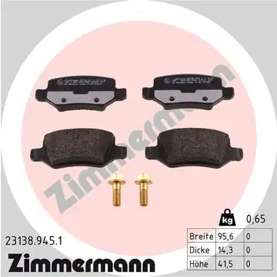 Kit de plaquettes de frein, frein à disque ZIMMERMANN 23138.945.1