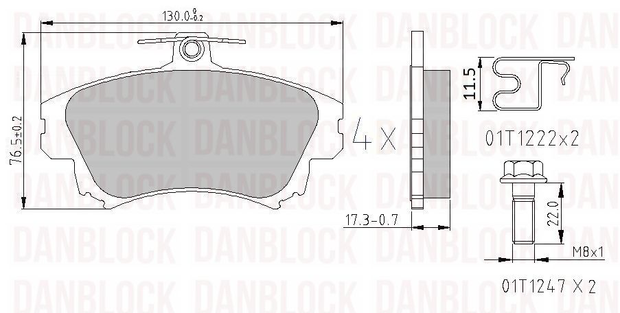Kit de plaquettes de frein, frein à disque DANBLOCK DB 510354