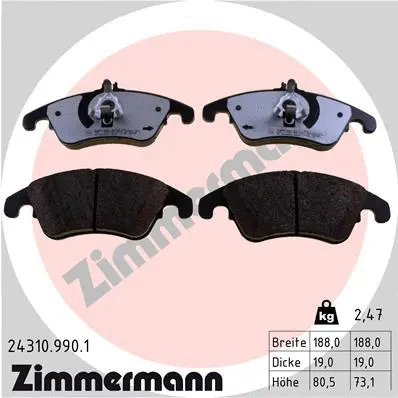 Kit de plaquettes de frein, frein à disque ZIMMERMANN 24310.990.1