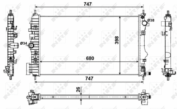Radiateur, refroidissement du moteur NRF 53774