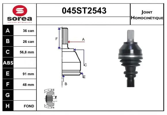 Jeu de joints, arbre de transmission STARTCAR 045ST2543