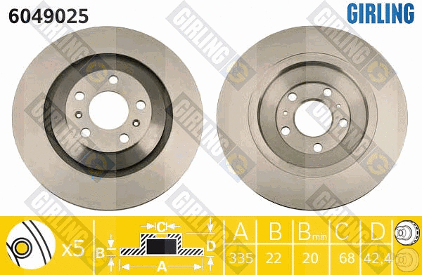 Disque de frein GIRLING 6049025