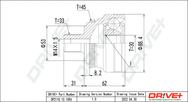 Jeu de joints, arbre de transmission Dr!ve+ DP2110.10.1096
