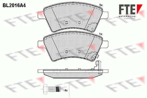 Kit de plaquettes de frein, frein à disque FTE 9010602