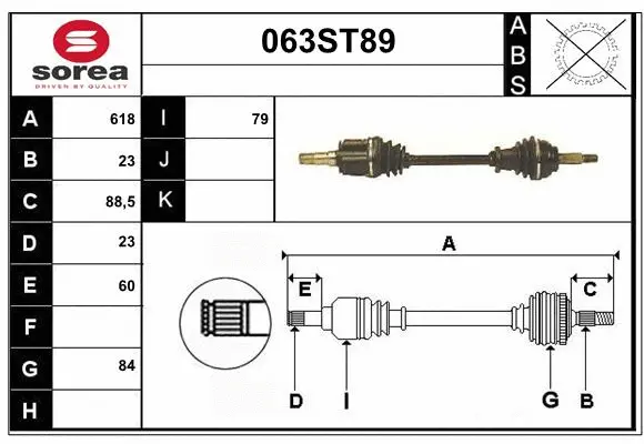 Arbre de transmission STARTCAR 063ST89