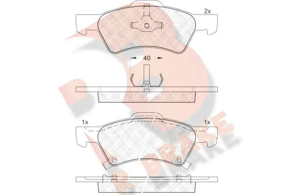 Kit de plaquettes de frein, frein à disque R BRAKE RB1544