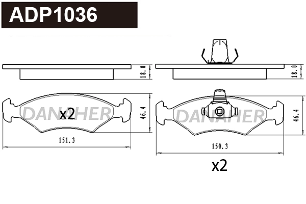 Kit de plaquettes de frein, frein à disque DANAHER ADP1036