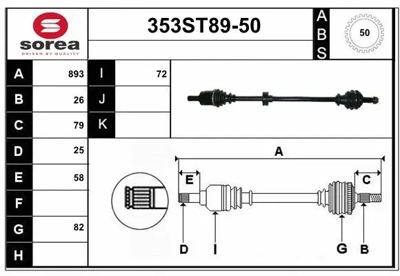 Arbre de transmission STARTCAR 353ST89-50