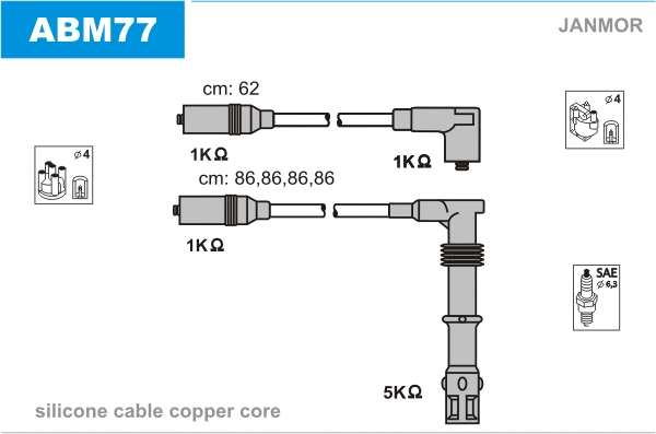 Kit de câbles d'allumage JANMOR ABM77