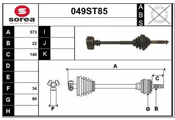 Arbre de transmission STARTCAR 049ST85