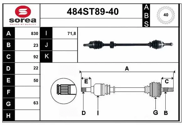 Arbre de transmission STARTCAR 484ST89-40