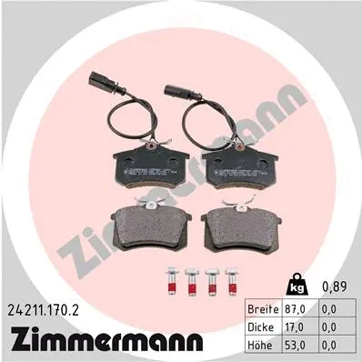 Kit de plaquettes de frein, frein à disque ZIMMERMANN 24211.170.2