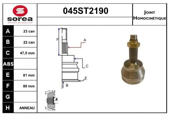Jeu de joints, arbre de transmission STARTCAR 045ST2190